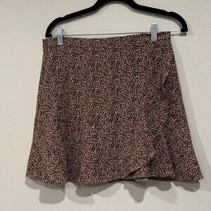 Blue Rain Mini Skirt in Black and Tan Leopard Print